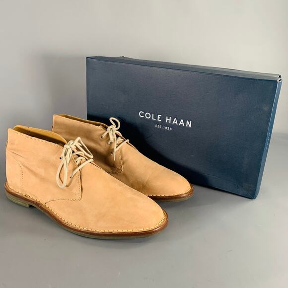 COLE HAAN Size 9.5 Tan Suede Lace-Up Chukka Ankle Boots main image 4